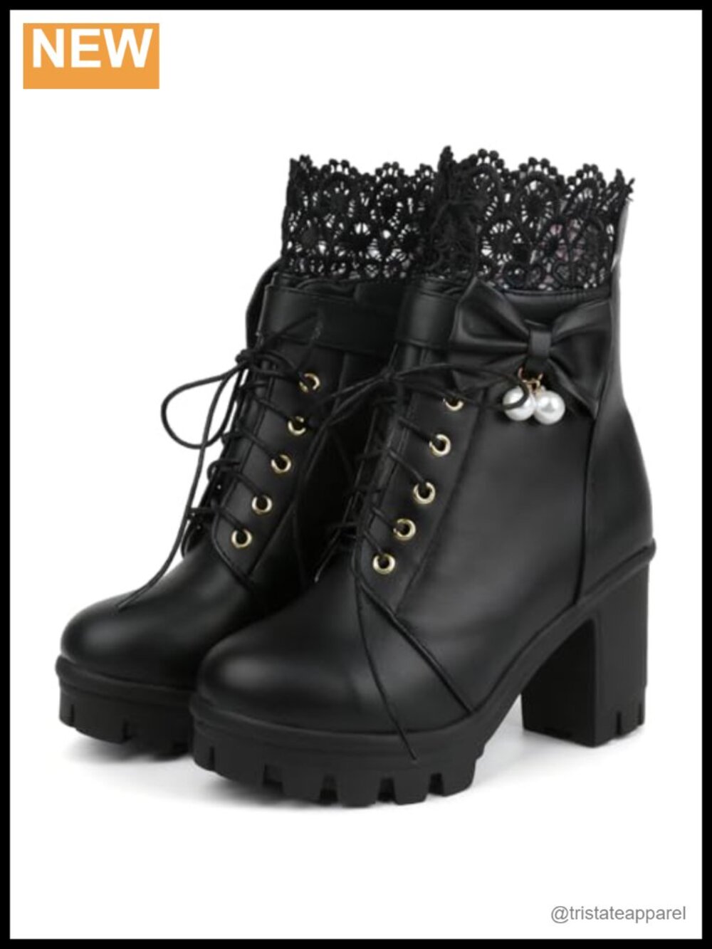 Goth Platform Ankle Boots Lace Up Combat Boot Faux Leather